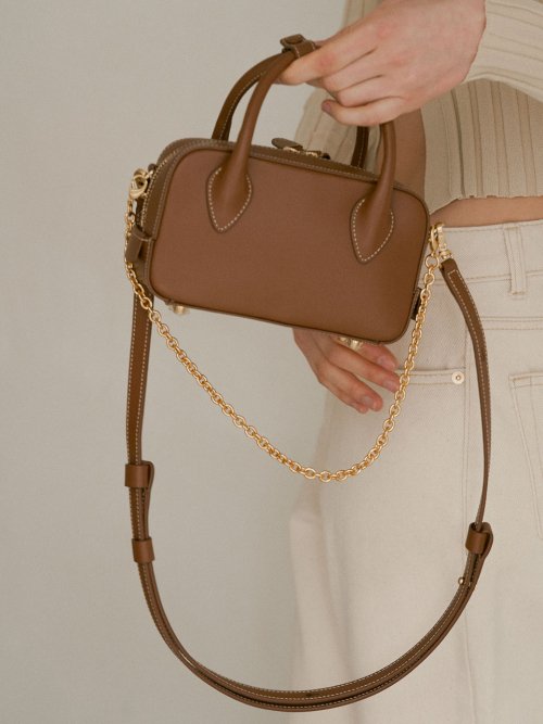 MUSINSA | DEMERIEL Small Bowling Bag - Tan Brown