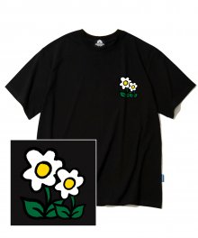 DOUBLE FLOWER LOGO 티셔츠 - 블랙