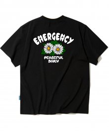 DOUBLE DAISY FLOWER GRAPHIC 티셔츠 - 블랙