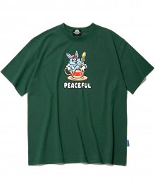 PEACEFUL RABBIT GRAPHIC 티셔츠 - 그린