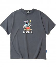 PEACEFUL RABBIT GRAPHIC 티셔츠 - 그레이