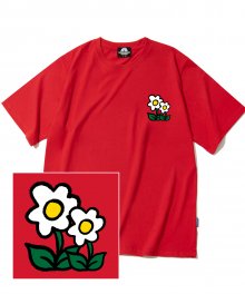 DOUBLE FLOWER LOGO 티셔츠 - 레드