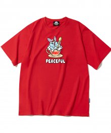 PEACEFUL RABBIT GRAPHIC 티셔츠 - 레드