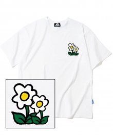 DOUBLE FLOWER LOGO 티셔츠 - 화이트