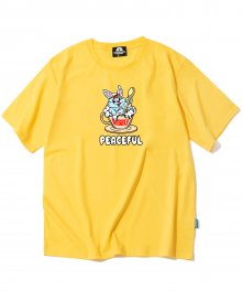 PEACEFUL RABBIT GRAPHIC 티셔츠 - 옐로우