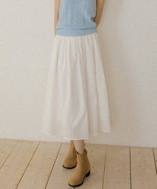 링서울(LINGSEOUL) rayon blended shirring skirt-ivo...