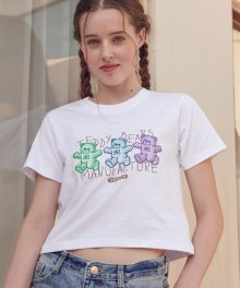 [16수] Manufacture of teddy 크롭 반팔 티셔츠 ACR406 (화이트)
