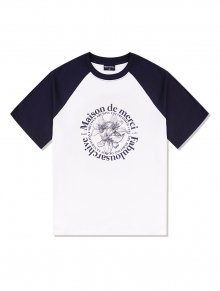 UNISEX 라글란 싱글 저지 르 리스 이팩트 반소매 티셔츠 네이비(FCD2TS606M)
