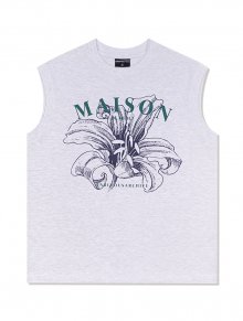 UNISEX 오버핏 싱글 MAISON프린팅 슬리브리스 탑 애쉬그레이(FCB2TS300M)