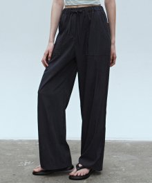 STRING LONG WIDE PANTS_CHARCOAL