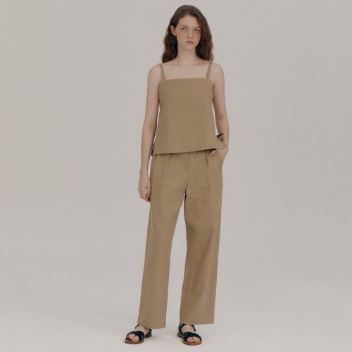 Knotted linen slacks Khaki
