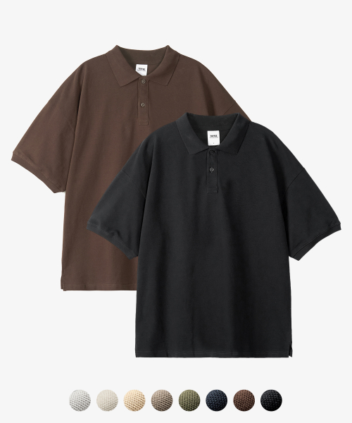 2PACK DAY SOLID COLLAR HALF TEE SHIRT