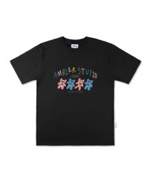 [16수] Four Bears 오버핏 반팔 티셔츠 AS1023 (블랙)