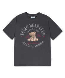 TEDDY BEAR CLUB 오버핏 반팔 티셔츠 AS1028 (다크그레이)