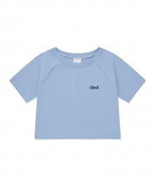솔리드 래글런 크롭 반팔 티셔츠 (파스텔 블루)