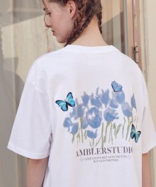 Blue Butterfly 오버핏 반팔 티셔츠 AS1030 (화이트)