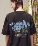 엠블러(AMBLER) Blue Butterfly 오버핏 반팔 티셔츠 AS1030 (블랙)