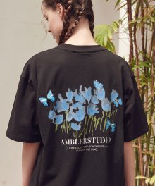 Blue Butterfly 오버핏 반팔 티셔츠 AS1030 (블랙)