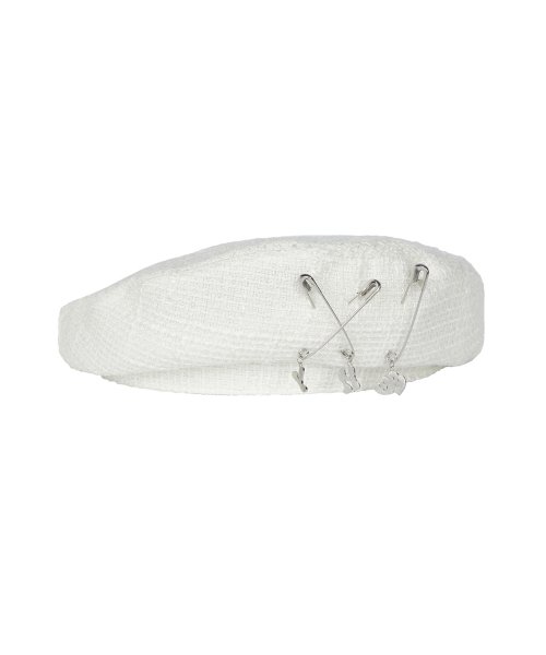 TWEED RIBBON BERET IVORY