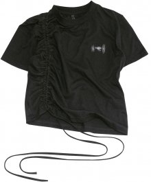 Chiffon Shirring T-Shirts (FL-103_Black)