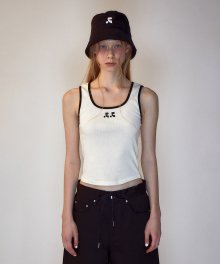 RR LOGO SHORT TANK TOP CREAM