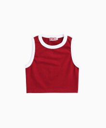 LINE POINT SLEEVELESS CROP TOP RED
