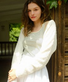 TERRY BOLERO CARDIGAN - WHITE