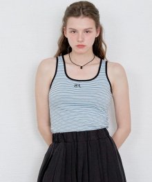 LOGO STRIPE SLEEVELESS TOP - SKYBLUE