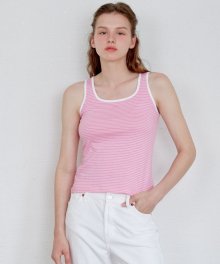 LOGO STRIPE SLEEVELESS TOP - PINK