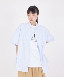 [5351] 유니섹스 스트라이프 반팔 셔츠 (스카이블루)