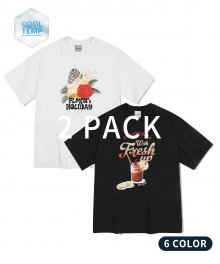 [패키지]오버핏 피치 크러쉬 + 플라워리지 티셔츠 2PACK
