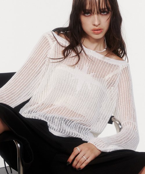 MUSINSA NOTKNOWING Moonlight Net Knit Pullover (WHITE) MUSINSA NOTKNOWING Moonlight Net Knit Pullover (WHITE)