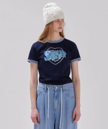 Shine Heart Graphic T-shirt in Navy VW3ME261-23