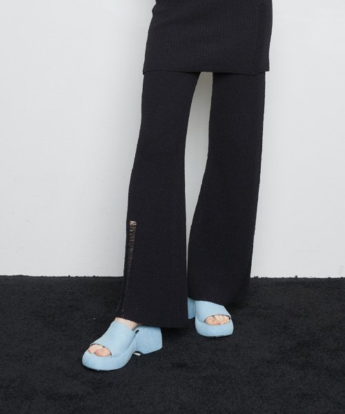 L3 DEMAGE KNIT PANTS BLACK