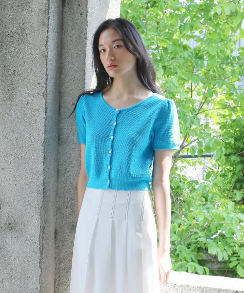 CROP CARDIGAN BLUE