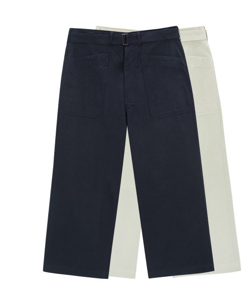 Belted wide nine pants navy