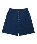 아노니모아노니마(ANONIMO-A) Rivet Detailed Jacquard Denim Shorts- Indigo
