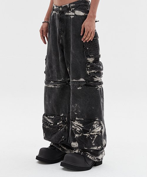 DNSR Hand Dyed Two Way Cargo Pants Black
