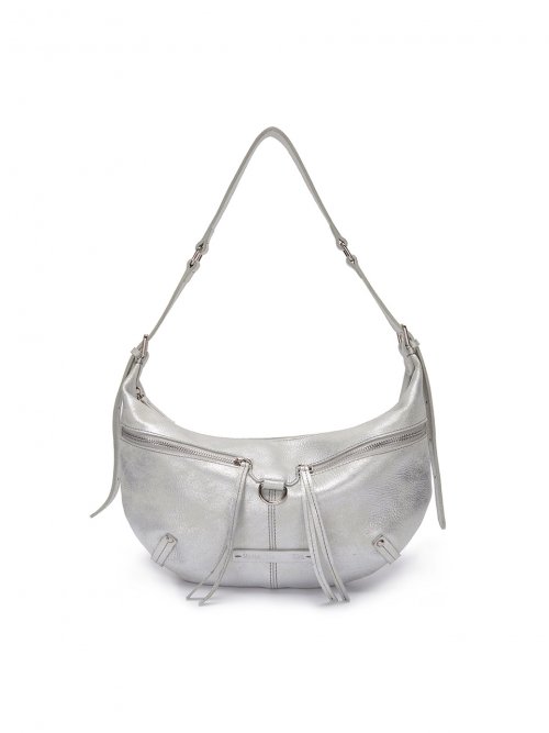 MUSINSA | MATIN KIM ZIPPER LEATHER ROUND BAG IN SILVER