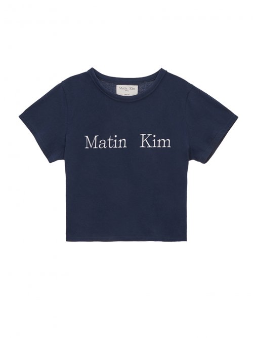 MUSINSA | マーティンキム MATIN LOGO CROP TOP IN NAVY