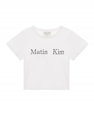 마뗑킴(MATIN KIM) LOGO CROP TOP IN WHITE