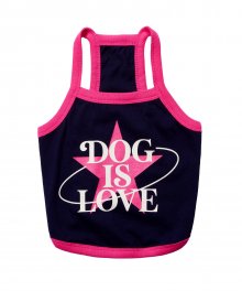 PET Dog is love 스타 그래픽 티셔츠 네이비