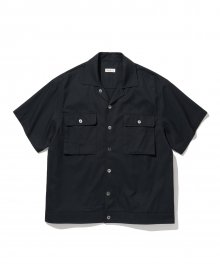 Convertible-Collar Short Shirts Navy