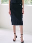 누브(NOUVE) Tweed Pocket Skirt - Deep Navy