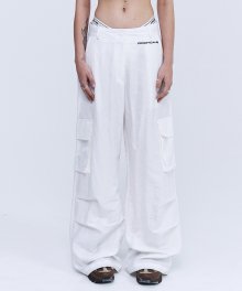 Wide String Cargo 2way Pants - White