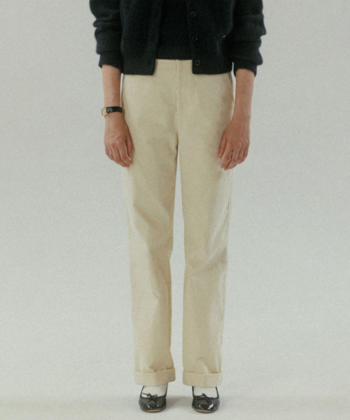 CORDUROY ROLL UP PANTS CREAM
