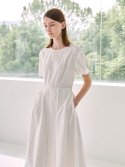 누브(NOUVE) Stitch Flare Dress - White
