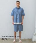 에이전트픽(AGENT PEEK) [셋업] AGP 피그먼트 컬러 하프 셔츠 & 팬츠 라이트 블루