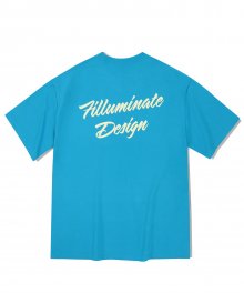 오버핏 플러피 로고 티셔츠-블루