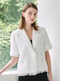 누브(NOUVE) Tweed Fringe Jacket - White